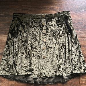 Green velvet skirt